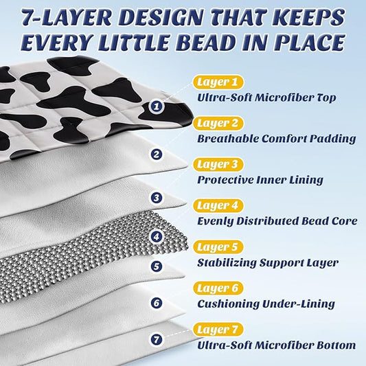 anfie Weighted Blanket Kids (36"x48" 5lbs) Weighted Blanket Cooling Blanket for Sleeping,Throw Size Breathable Blanket with Premium Glass Bead(White Cow)