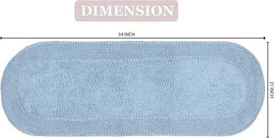 Home Weavers Double Ruffle Collection 100% Cotton Bathroom Rugs Set, Washable Rug, Thick Extra Soft and Absorbent Bath Rug, Kitchen Mat, Bath Mat Set, Bath Floor Mat Non Slip, 21"x54" Runner, Blue