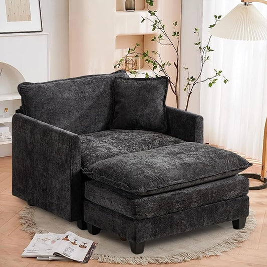 SoarFlash Chenille Sectional Middle Position Sofa, Black
