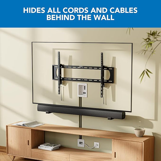 Mount-It! in-Wall TV Cable Concealer Kit with Recessed Power – Triple Outlet, 9ft Cord, and Hand Saw – Easy, Safe Cable Management for Organized TV and Home Theater Setups