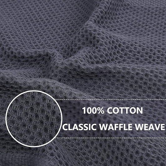 Homaxy 100% Cotton Waffle Weave Kitchen Dish Towels, Ultra Soft Absorbent Quick Drying Cleaning Towel, 13 x 28 Inches, 4-Pack, Multicolor