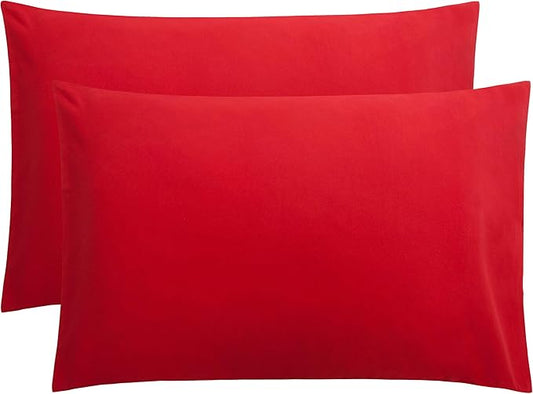 FLXXIE Microfiber Pillow Cases Queen Size Set of 2, Soft Pillowcases with Envelope Closure, Wrinkle Resistant Pillow Covers, 20x30, Red