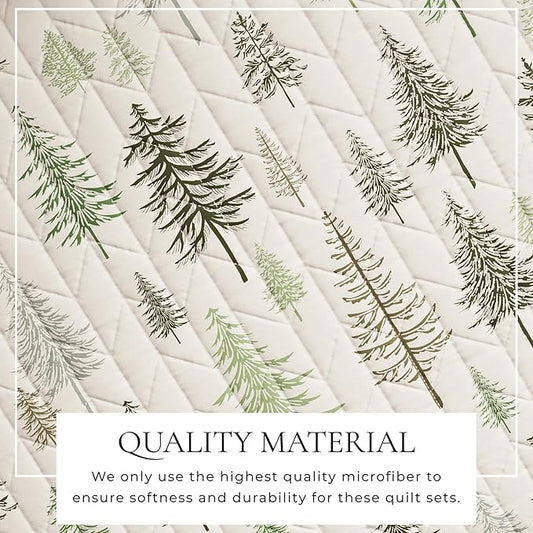 Great Bay Home 3-Piece Reversible Forest Cabin Bedspread King Quilt. All-Season, Comfortable, Soft Quilt Set - Truckee