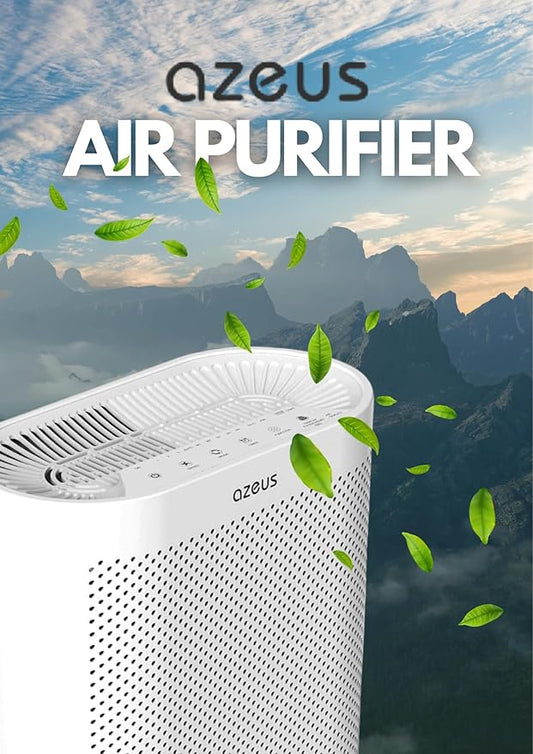 AZEUS True HEPA Air Purifier | for Home, up to 1080 sq ft Large Room, Office or Commercial Space | Filter 99.97% Pollen, Smoke, Dust, Pet Dander | Auto Mode | Air Quality Sensor | Night Light