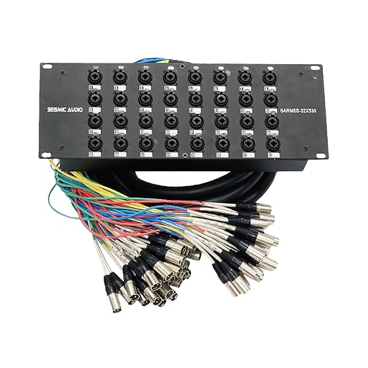 Seismic Audio SARMSS-32x530 Rack Mount 32 Channel XLR TRS Combo Splitter Snake Cable - 5' & 30' XLR trunks