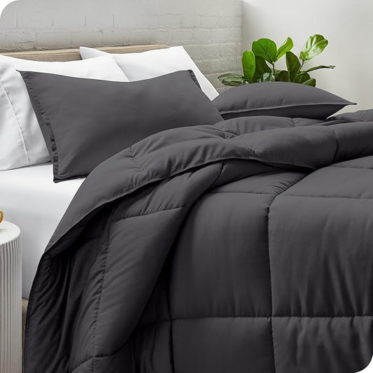 Bare Home Comforter Set - Oversized Queen Size - Ultra-Soft - Goose Down Alternative - Premium 1800 Series - All Season Warmth (Oversized Queen, Forged Iron Grey)