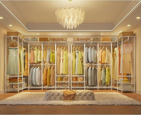 VIPEK V60 Extra Large Clothes Rack Portable Closet Rack Freestanding Wardrobe Heavy Duty Garment Rack Metal Closet for Hanging Clothes, Bedroom Storage Organizer, Max Load 1620lbs, White