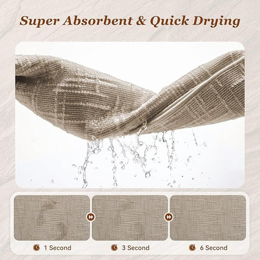 AMOAMI Bath Mat Non Slip Super Absorbent Quick Dry Bath Mats for Bathroom Floor Rubber Backing Washable Bathroom Rugs Modern Woven Jacquard Mat, Beside Tub Bath Rugs, 20" x 32", Brown