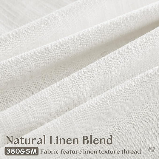 Extra Wide Pinch Pleat Curtains 84 Inches Long for Patio Sliding Glass Door Ivory Linen 60 Inch Wide Curtain Memory Trained Pleated Drapes with Hooks Rings Semi Sheer 60x84 Curtain for Large Window