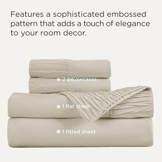 Bedsure King Size Sheets Set - 4 Pieces Soft King Sheets - Breathable & Cooling - Hotel Luxury - Easy Care Polyester Microfiber Bedding for Women, Men, Linen
