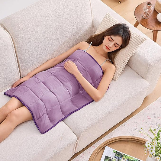 Purple Weighted Lap Blanket for Adults 5lbs, 29"x33" Cooling Heavy Throw Blanket, Portable Travel Weighted Blankets, Soft Small Blankets Gift for Sleeping