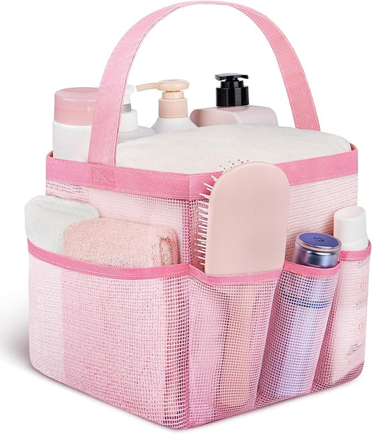 Attmu Mesh Shower Caddy Portable for College Dorm Room Essentials with 8 Pockets, Hanging Shower Caddy Dorm Basket, Quick Dry Bag for Bathroom