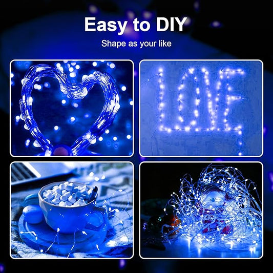 ZGWJ Fairy Lights Battery Operated, 8 Pack Blue Twinkle Mini String Lights 20 LED 7FT 3 Lighting Modes for Bedroom Decor, Easter, Halloween, Christmas, Party Wedding Indoor and Outdoor Decoration
