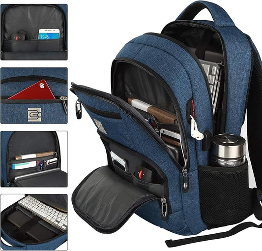 Laptop Backpack,Business Travel Anti Theft Slim Durable Laptops Backpack with USB Charging Port,Water Resistant College Computer Bag for Women & Men Fits 15.6 Inch Laptop and Notebook - Blue