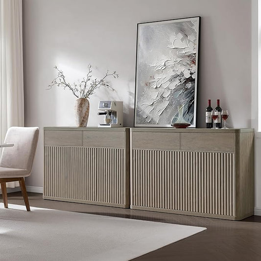 SICOTAS Buffet Cabinet with Storage - Storage Cabinet Sideboard with Doors & Shelves Accent Credenza Buffet Table with 4 Drawer Buffets & Sideboards for Living Room Dining Room Kitchen Entryway Office