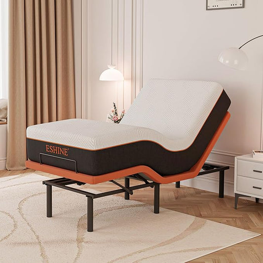 ESHINE Adjustable Bed Frame + 12 Inch Gel Memory Foam Mattress(Medium-Soft) Adjustable Bed Bluetooth APP Control, Wireless Remote, Zero Gravity, Anti Snore, Head and Foot Incline, Twin XL