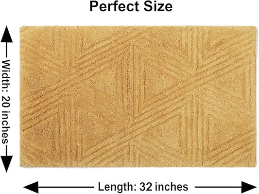 SHIKARA Organic Luxurious Organic Cotton Bath Rug, 32x20 Inch, Anti-Slip, Machine-Washable Bathmat Perfect for Tub & Shower, Toilet Floors, Door Rug Bath Mat (Yellow Ochre)
