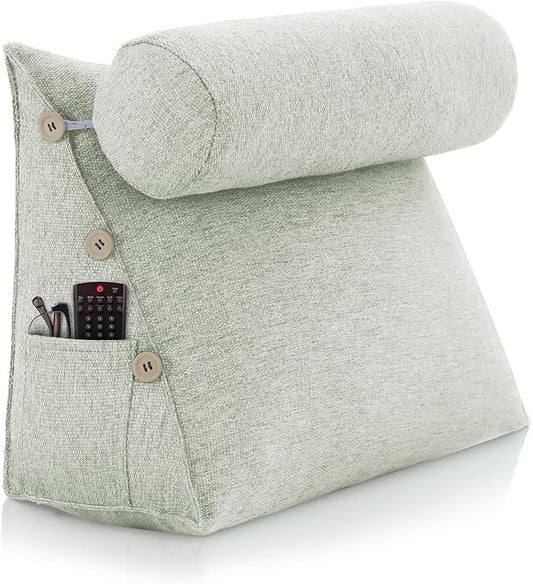 Bed Wedge Reading Pillow, Adjustable Reading Throw Cushion Triangular Pillow Wedge Couch Pillow for Lumbar Neck Back Support Pillow with Removable Linen Cover