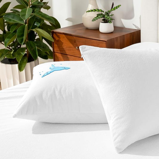 Bare Home Premium Pillow Protectors - Standard Size (2 Pack) - Premium 100% Waterproof & Breathable - Cooling - Vinyl Free Hypoallergenic - 10 Year Warranty (Standard Size, Pack of 2)