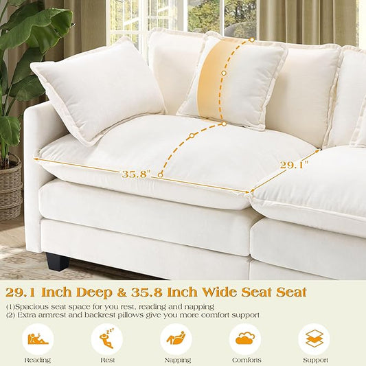 77.6" Modular Sectional Sofa,Loveseat Couch for Living Room, Modern Deep Seat Sofa 2 Seater Chenille Fabric Comfy Cloud Couches with Throw Pillows for Apartment,Small Spaces