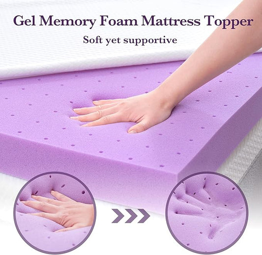SINWEEK 2 Inch Gel Memory Foam Mattress Topper with Cooling Cover Ventilated Soft Mattress Pad, Bed Topper, CertiPUR-US Certified, Twin XL Size