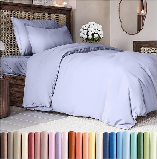 CGK Unlimited Duvet Cover Twin/Twin XL Size Set - Extra Soft Duvet Cover 68 x 90 with 1 Pillow Sham - Hotel Quality, Fade Free w/Zipper Closures & Ties - Bedding and Bed Linens Set (Lavender)