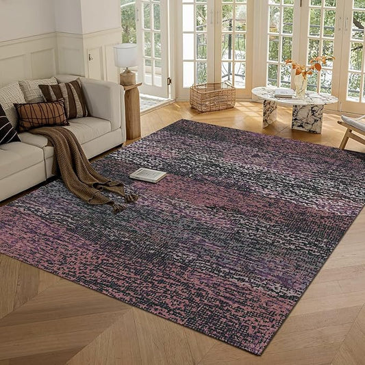 RUGSURE Washable Area Rug - 1/6 Thick - Stain & Water Resistant Non-Slip - Resistant Rug for Living Room, Bedroom, Nursery, Pet & Child Friendly, Vintage Charm Area Rugs (Burgundy, 8' x 10')