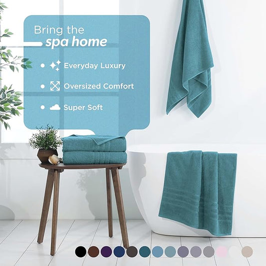 Martex 2-Pack Ultimate Performance Bath Sheet Set – 100% Cotton – 33” x 65” – Extra Large Bath Towels – Versatile – Low-Linting – Supersoft Bathroom Set – Super Absorbent – Easy Care – Larkspur Teal