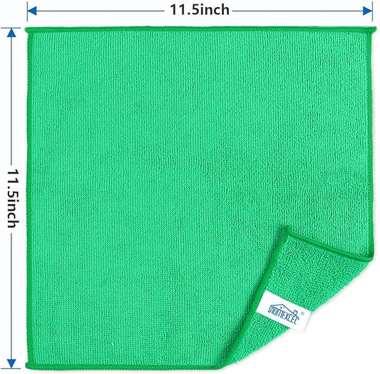HOMEXCEL Green Microfiber Cleaning Cloth, 8 Pack Cleaning Towels for Kitchen, Lint Free, Scratch-Free, Highly Absorbent, and Reusable Cleaning Rags for House, Window and Glass, Cars, 11.5 X11.5 inch