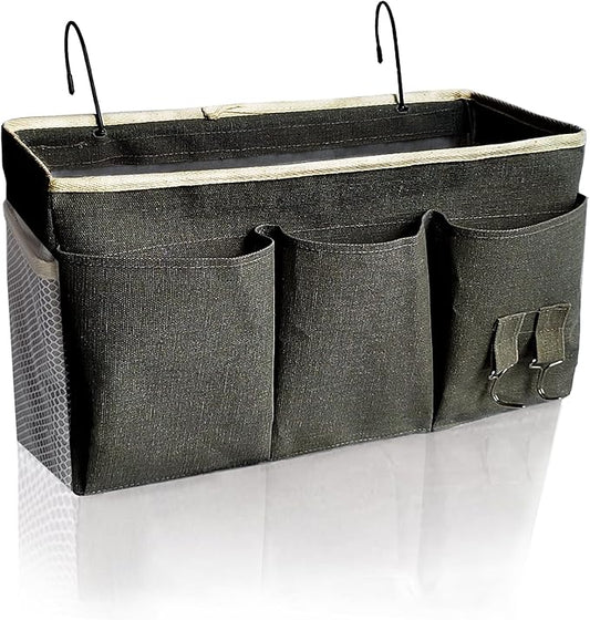 Bedside Caddy, Bedside Hanging Storage Organizer forBunk and Hospital Beds,College Dorm Bed,Can be Placed Glasses Books Mobile Phones (Black1)