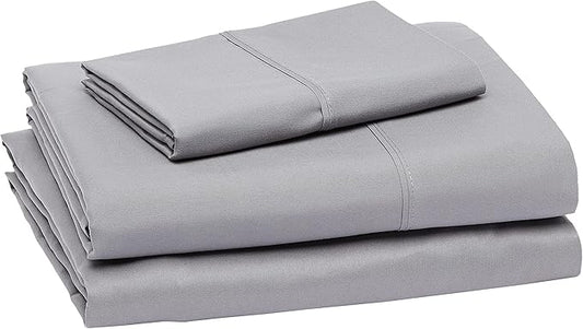 Amazon Basics Lightweight Super Soft Easy Care Comfortable Microfiber 3 Piece Bed Sheet Set With 14-inch Deep Pockets, Twin XL, Dark Gray, Solid AmazonBasics