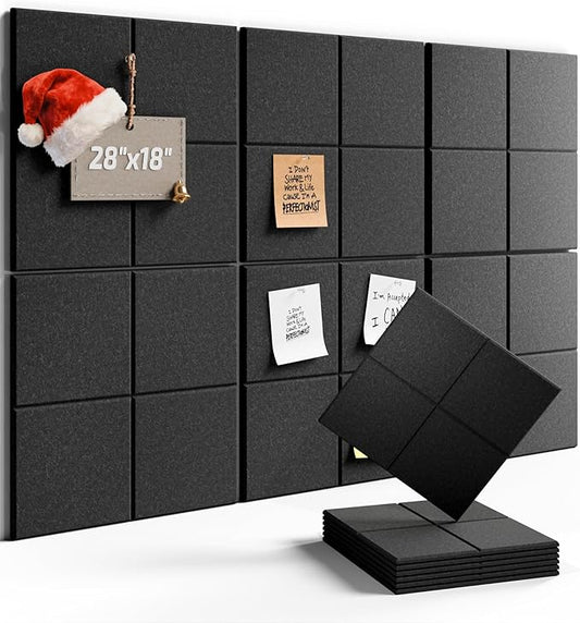 Felt Bulletin Board Tiles -28"x18" Cork Board Alternative for Office Decor, Push Pin Board Wall Organizer 6-Pack-Charcoal Gray