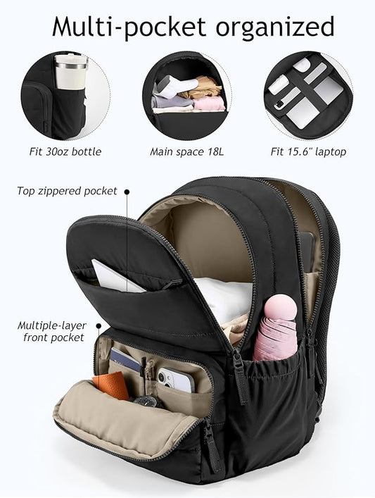 Travel Backpack for Women, 15.6 Inch College Laptop Backpack, Water Resistant Work Backpacks, Cute Quilted Bookbag