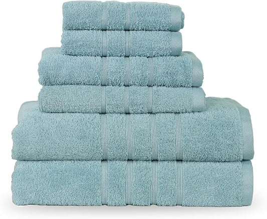 Martex 6-Piece Towel Set – Ultimate Performance – 100% Cotton – 2 Bath Towels – 2 Hand Towels – 2 Wash Cloths – Versatile – Low-Linting – Supersoft & Absorbent Bathroom Set – Easy Care – Mineral