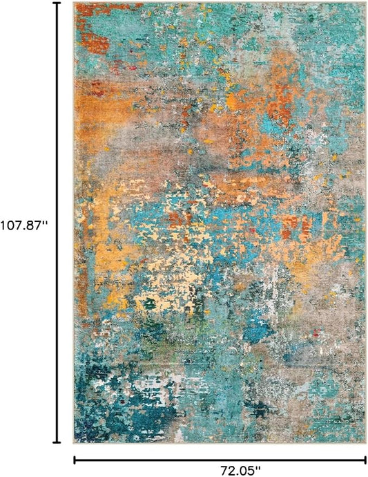 Lahome Modern Abstract Area Rug 6x9 Rugs for Living Room, Washable Accent Bedroom Rug Low Pile Non Slip, Colorful Soft Indoor Contemporary Carpet for Dining Room Table Apartment