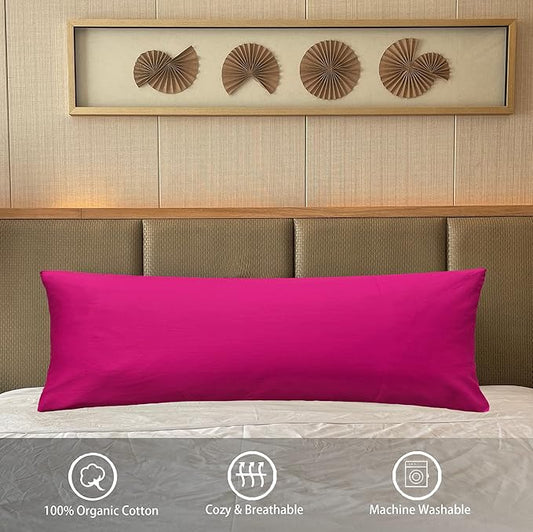 iMaylex Soft 100% Egyptian Cotton Zipper Pillow Case, Cozy and Lightweight, Easy Care, Fuchsia, Body, 20" x 54"