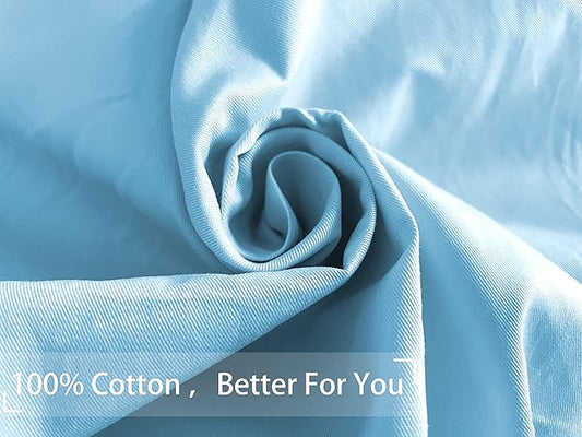 Soft 100% Cotton Zipper Pillow Case, Cozy and Lightweight, Easy Care, Light Blue, Body, 20'' x 48''