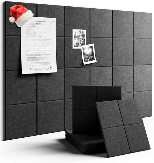 Large Felt Bulletin Board 36" x 24"Cork Board Alternative-6 Pack with 40 Safe Removable Adhesive Tabs, Cork Boards for Walls Cork Board for Home Office Classroom Pin Board-Charcoal Gray
