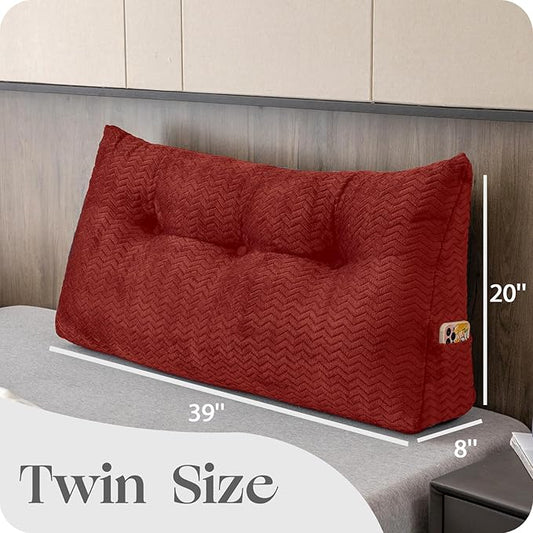 Large Bolster Triangular Headboard Wedge Backrest Positioning Support Bed Rest Reading Pillows Headboard Wedge Pillows for Day Bed with Removable Cover