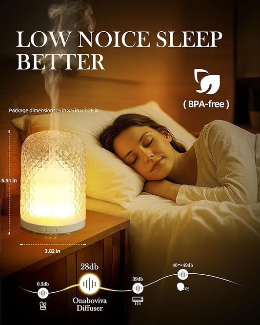 Essential Oil Diffuser – 2.4MHz Ultrasonic Aromatherapy Diffuser, Health Night Light, Timer & Auto Shut-Off, BPA-Free, 120ml Glass Oil Diffuser for Home, Office, Spa, Yoga