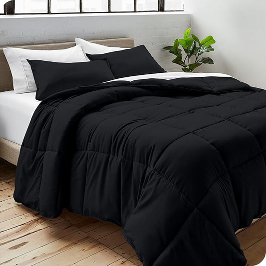 Bare Home Duvet Insert Comforter - Twin/Twin Extra Long - 8 Duvet Loops - Goose Down Alternative - Ultra-Soft - Premium 1800 Series - All Season Warmth - Bedding Comforter (Twin/Twin XL, Black)