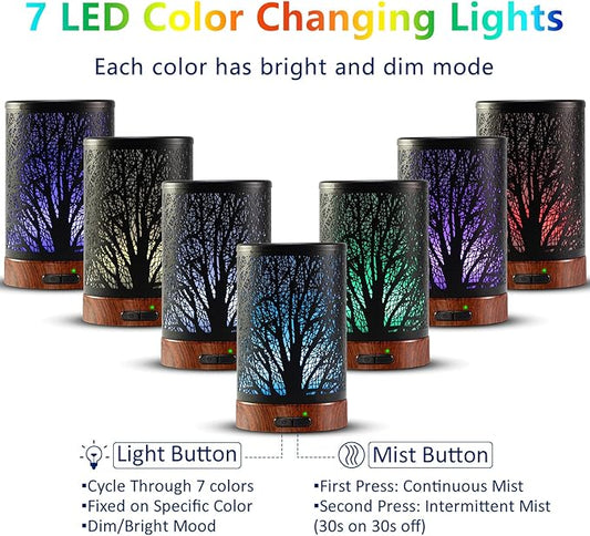 Oil Diffuser with Essential Oils Set – Aromatherapy Oil Diffuser 150ml with 6 Essential Oils Set, Cool Mist Diffusers for Essential Oils, Auto Shut-Off Protection,7 Colors Night Light, Gifts for Mom