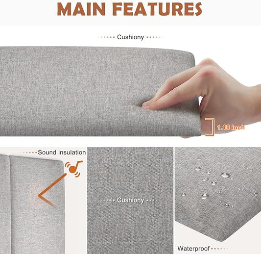 IFNOW Upholstered Wall Mounted Headboard, 3D Soundproof Wall Panels Peel and Stick for Queen Size, Reusable and Removable Tufted Bed Headboard in Medium Grey (9 Panels, 10" x 24")