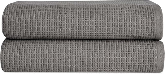 Cozy Earth Waffle Bath Sheets - 60% Cotton 40% Viscose from Bamboo Bath Sheets 40 x 65 Inches - Soft & Absorbent Terry, Reversible Mini Textured Waffle & Weave Pattern - 2 Pack
