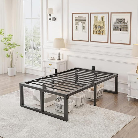 Twin XL Size Bed Frame, 18 Inch Heavy Duty Support 3500 lbs Metal Platform, No Box Spring Needed/Noise Free/Non-Slip/Steel Slat Support/Easy Assembly