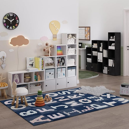 Furinno LUDER Book Shelf, 3-Tier Modern Bookshelf, Bookcase with 1 Door Storage Cabinet, 9.3 x 12 x 31.5, for Living Room, Bedroom, Home Office, White