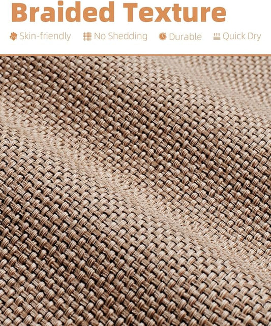 PADOOR Non-Slip Bath-Mats for Bathroom, Rubber-Backing Braided Absorbent Bathroom Mat Machine Washable Thin Bathroom Rugs Fit Under Door Quick Dry Bath Rugs for Floor, 17''x30'' Beige