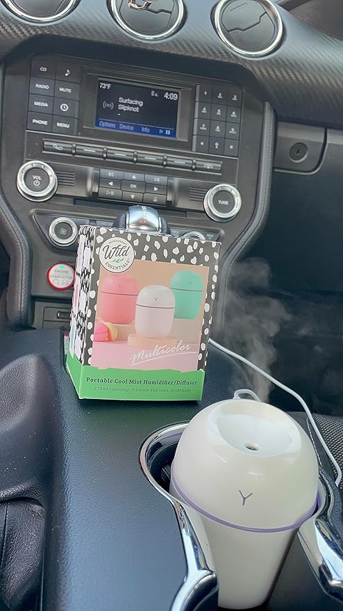 Wild Essentials 220ml Cool Mist Essential Oil Diffuser/Humidifier, Aromatherapy, Nightlight, Portable, USB Power, Auto Off, Room, Office, Car (White)