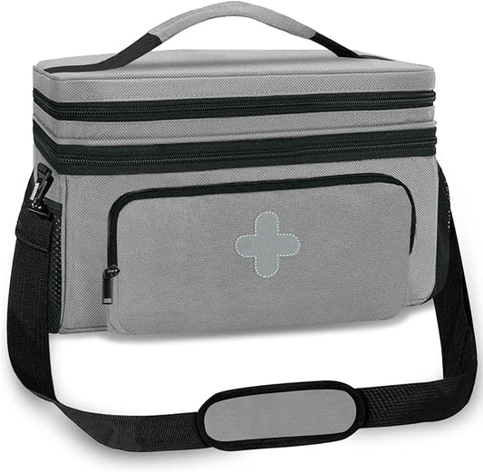Medicine Storage Bag, Medical Bag Pill Bottle Organizer for Emergency, Medicine Box Empty with Small Portable Pouch, First Aid Box for Travel and Home Storage