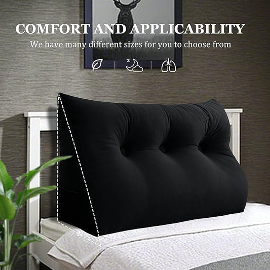 8 lbs Thickened Twin Wedge Pillow Headboard College Dorm Bed Velvet Wedge Pillow Backrest Triangular Headboard Pillows with Side Pocket, Dorm Bedding Essentials for Girls & Boys
